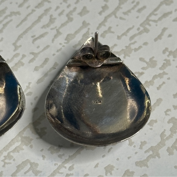 925 Sterling Silver Turquoise Teardrop Earrings - Picture 5 of 5